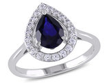 2.20 Carat (ctw) Lab-Created Blue & White Sapphire Ring in Sterling Silver